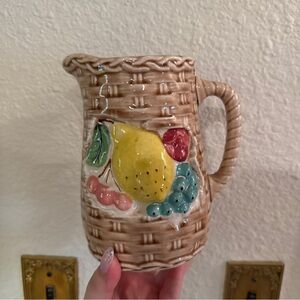Vintage Basket Weave Fruit Pitcher